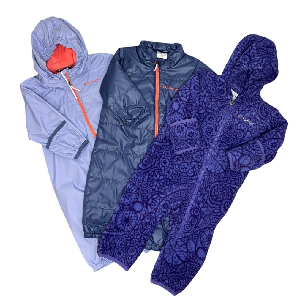 Columbia Interchange Baby Bunting Bundle 6-12 Months Fleece Puffer Rainsuit Girl